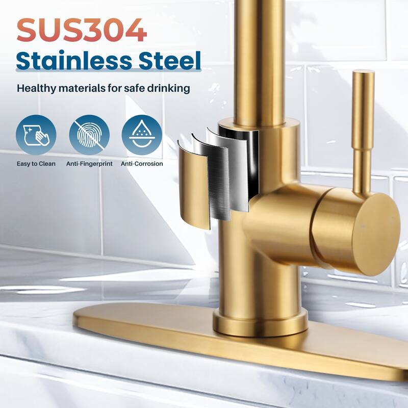 WOWOW Single Handle Waterfall Pull Down Sprayer Kitchen Faucet