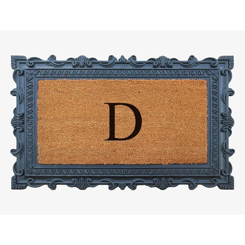 A1HC First Impression Carson Rubber and Coir 24" X 36", Heavy Duty, Easy to Clean Outdoor Monogrammed Doormat - Monogrammed D
