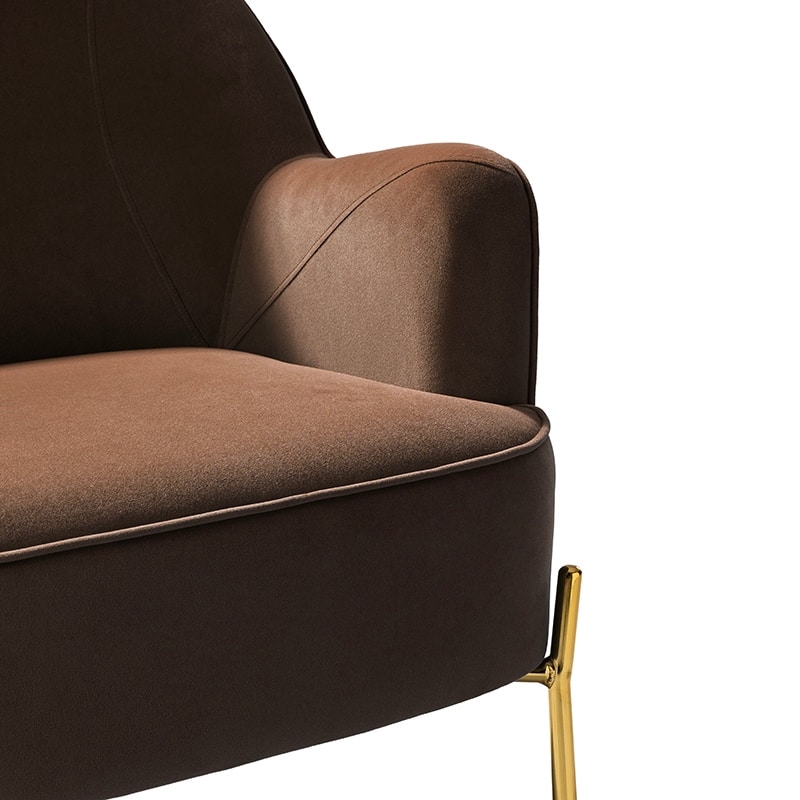 Marina Modern Velvet Accent Chair with Golden Legs Set of 2 by HULALA HOME