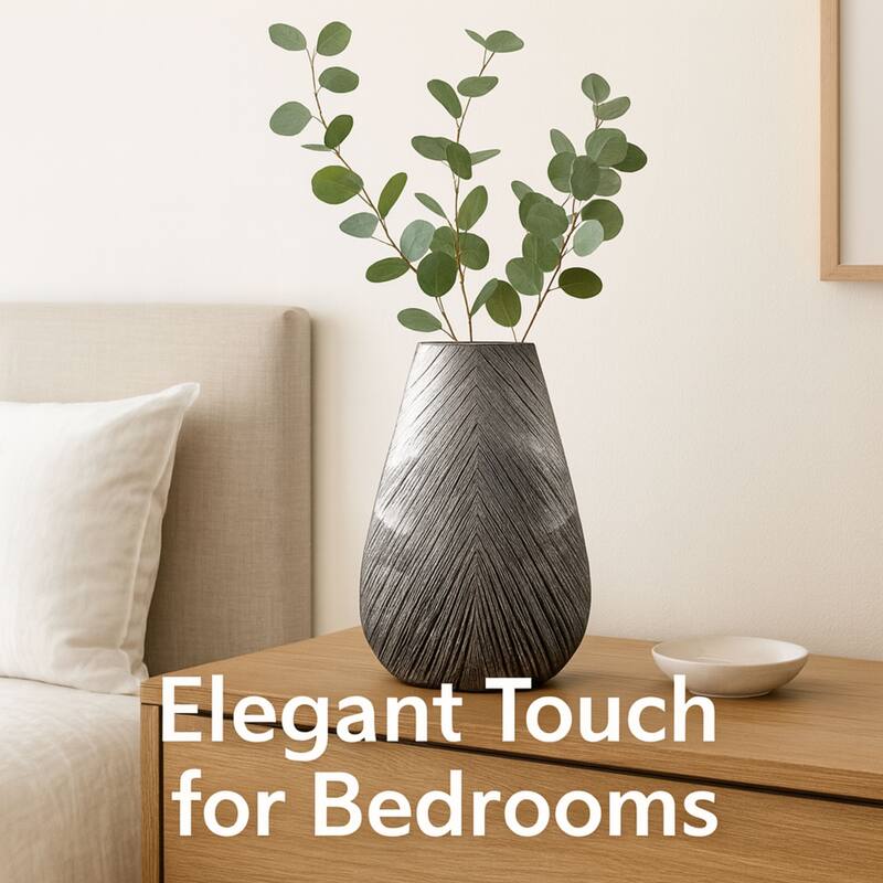 Aria Home Arrowhead Grey Textured Polyresin Vase for Modern Home Decor