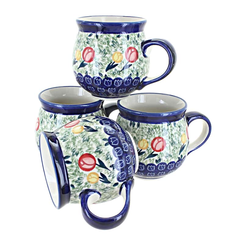 Blue Rose Polish Pottery K090-4 Manufaktura Bubble Mug Set