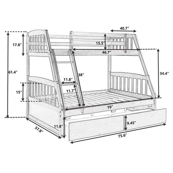 Taylor & Olive Vervain Twin Over Full Bunk Bed with 2 Storage Drawers