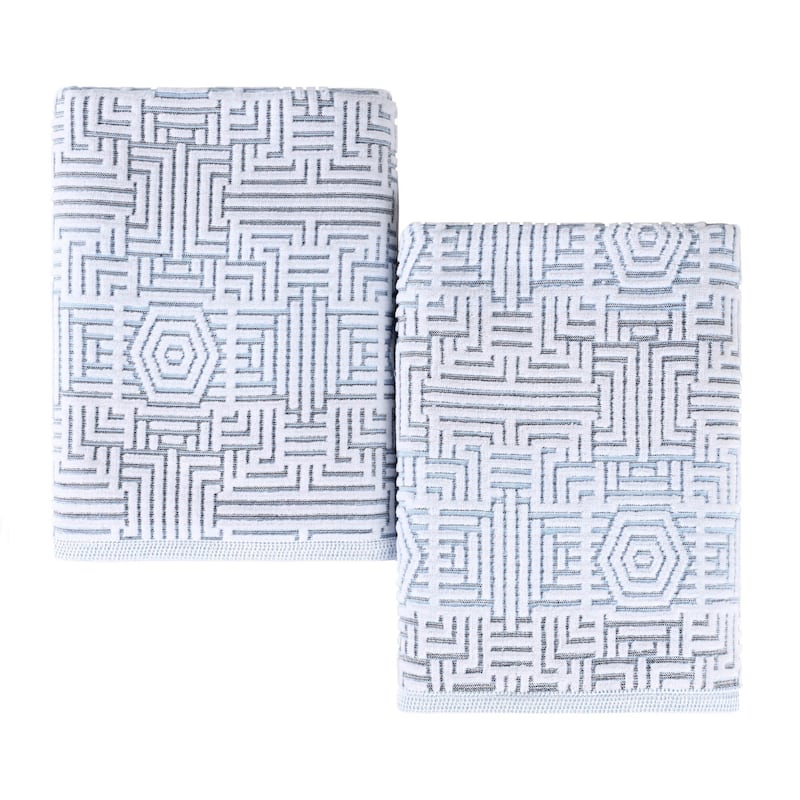 Superior Jasper Cotton Modern Geometric Jacquard Bath Sheet Set of 2