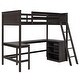 preview thumbnail 40 of 50, Modern Twin Size Wooden Loft Bed With Shelves and Desk,Solid Construction