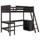 preview thumbnail 23 of 50, Twin Size Wooden Loft Bed With Shelves and Desk for Home