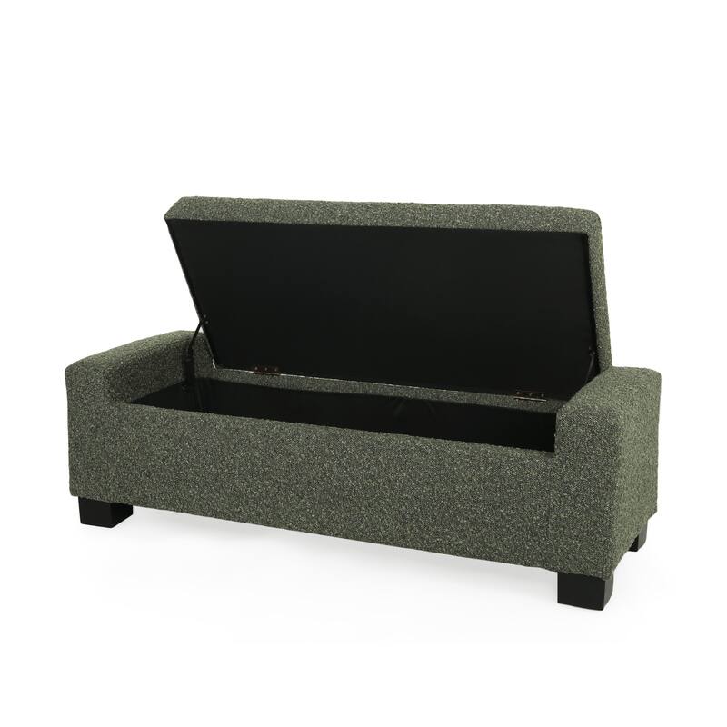 Roomfitters Upholstered Storage Ottoman Bench with Hinged Lid, Rectangular Accent Seat for Living Room or Bedroom