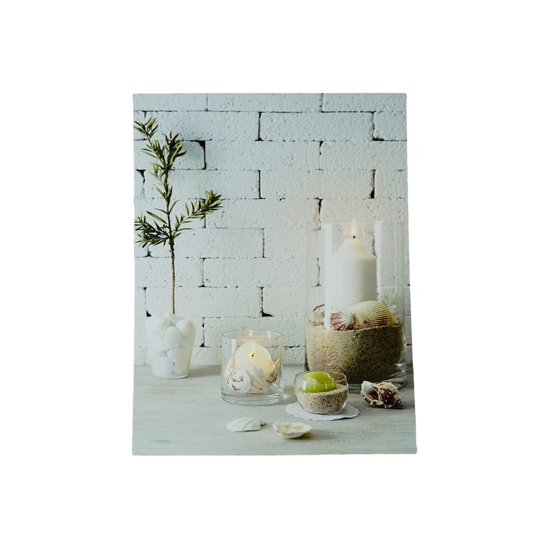 LED Lighted Serene Seaside Spa Decorative Canvas Wall Art 15.75" x 12"