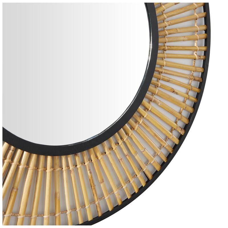 Metal Handmade Woven Wall Mirror - Brown - Roche River Decor
