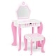 preview thumbnail 9 of 8, Gymax Kid Vanity Set Wooden Makeup Table Stool w/ Mirror Flower Print