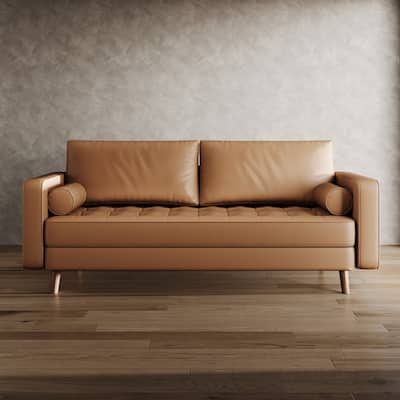 Stateside Upholstered Leather Square Arm Sofa Couch 70''