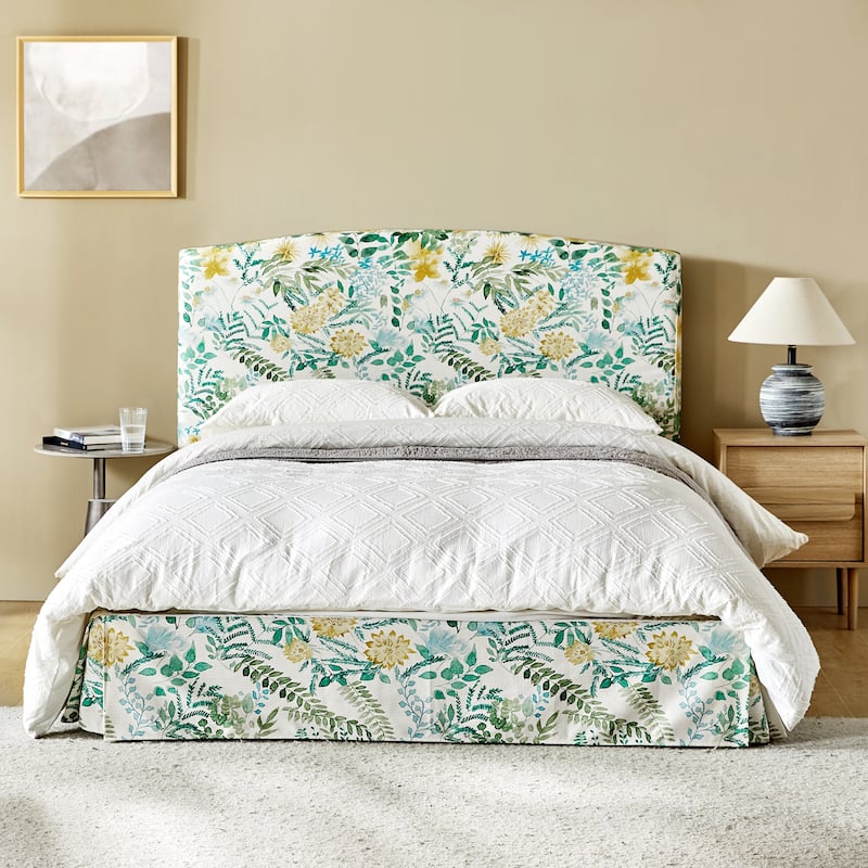 Knut Traditional 2 Piece Bedroom Upholstered Platform Bed with Washable Slipcover Set-QB by HULALA HOME