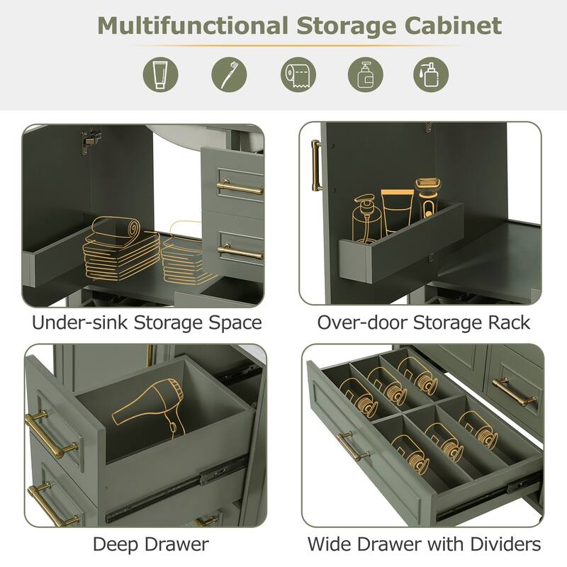 30'' Bathroom Vanity with Ceramic Sink, Soft-Close Door