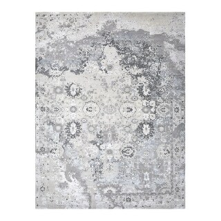 Overton One-of-a-Kind Hand-Knotted Contemporary Modern Gray Area Rug - 11' 9" x 8' 11"