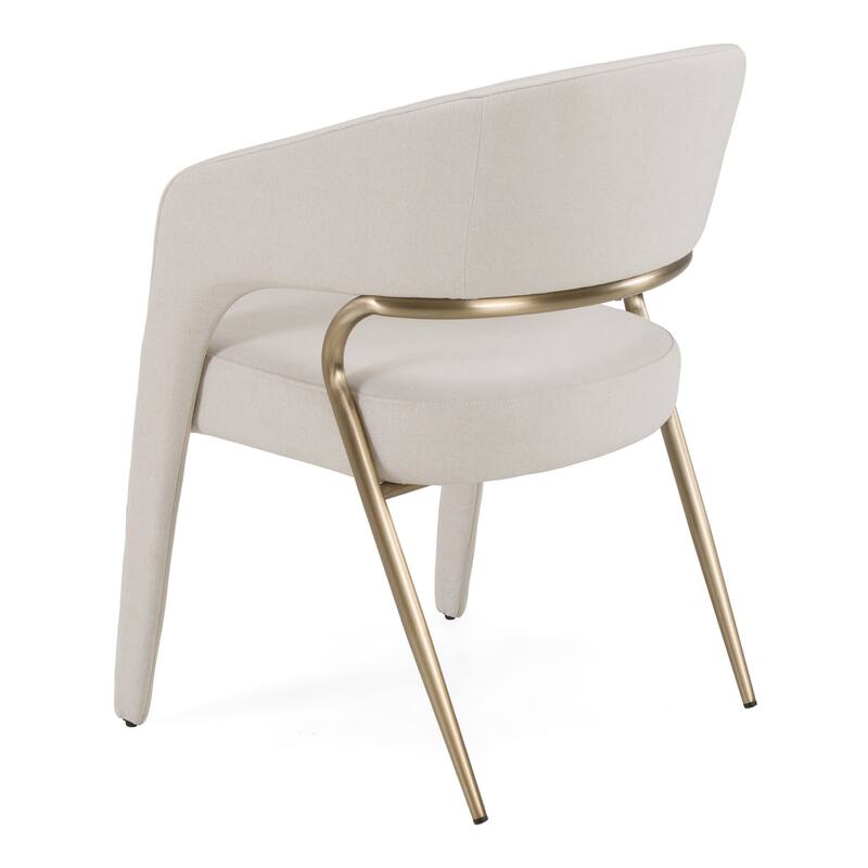 Elson Modern Off-White Fabric & Antique Brass Dining Chair