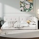 preview thumbnail 2 of 23, Upholstered Full Size Platform Bed with USB Ports, Linen Fabric, Sturdy Wood Daybed Frame, No Box Spring Needed, Beige