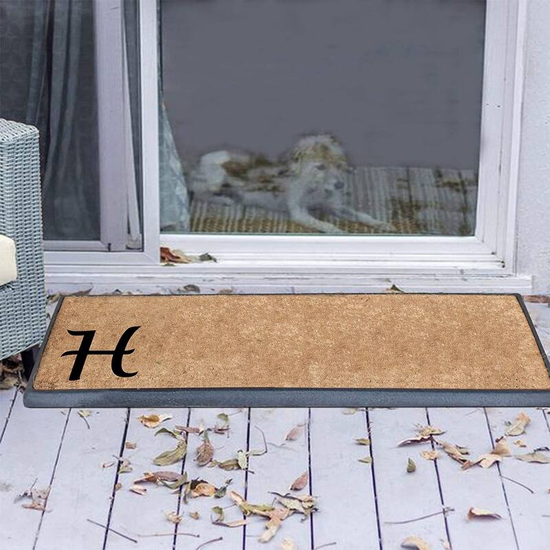 Rubber/Coir Molded Lucida 16-inch x 48-inch Monogrammed Doormat