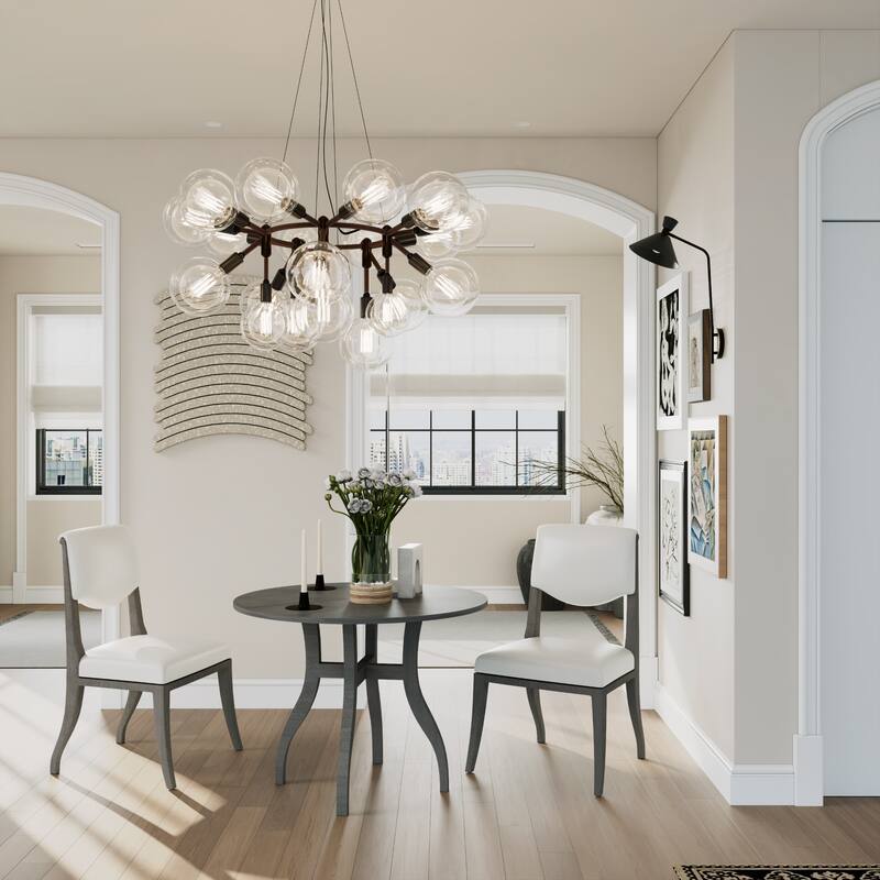 3-Piece Classic Table and Chair Set, Round Dining Table Set with Cushioned Chairs & Curved Legs for Dining Room