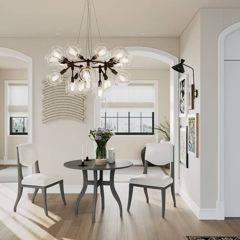 Dining Table Set:39.4" Round Table + 2 Chairs - Traditional Solid Wood Kitchen Set with Inlaid Tabletop, Elegant Curved Legs - Grey+White