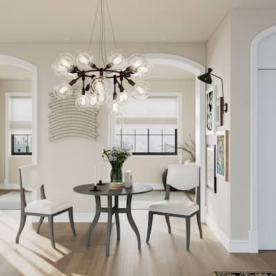 Round Table+2 Chairs Kitchen Set with Inlaid Tabletop, Elegant Curved Legs for Dining Room