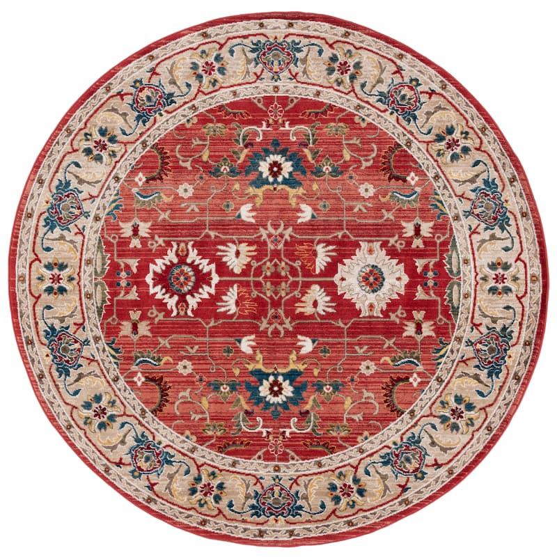 Lauren Ralph Lauren Ines Traditional Oriental Rug - 6'7" Round - Red/Beige