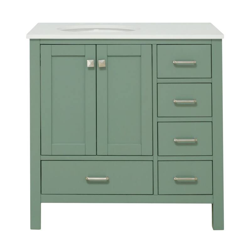 KitchenBathCollection Horizon 36" Bathroom Vanity with Engineered White Top
