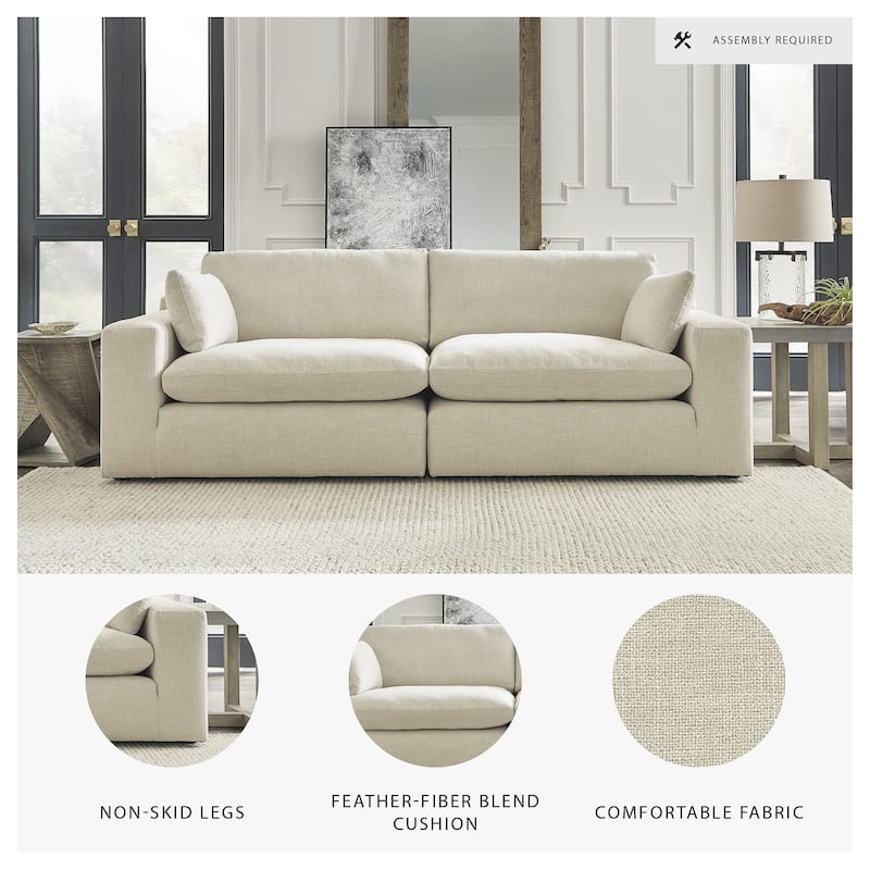 Signature Design by Ashley Elyza Beige 2-Piece Sectional Loveseat - 102" W x 42" D x 36" H