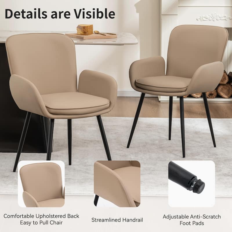 Set of 2 Cat-Scratch Resistant Dining Chairs with Gold Metal Legs