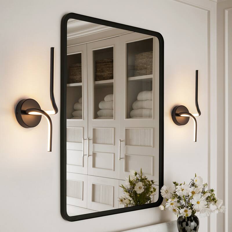 1-Light Modern Black/Gold Linear Aluminum Intergrated LED Bathroom Vanity Light