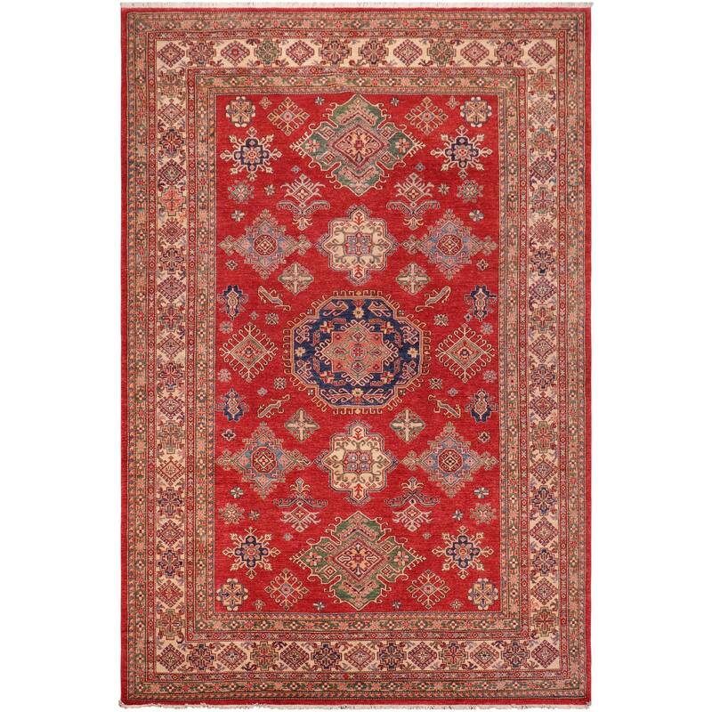Caucasian Super Kazak Avery Red/Beige Hand Knotted Wool Rug - 8'9'' x 11'8''