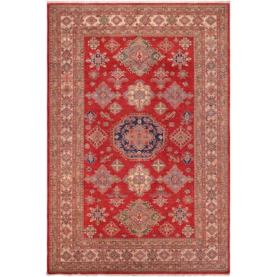 Caucasian Super Kazak Avery Red/Beige Hand Knotted Wool Rug - 8'9'' x 11'8''