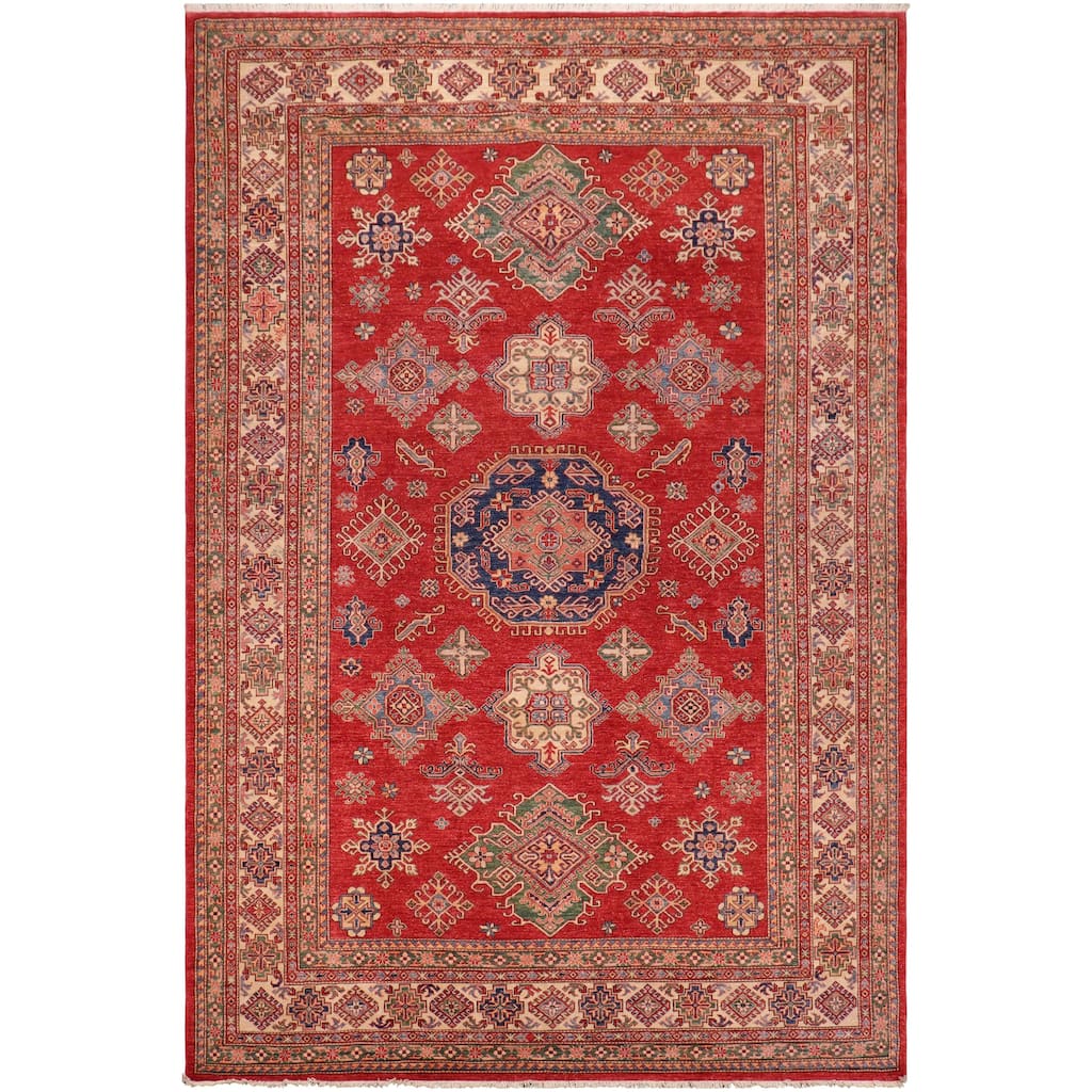 Caucasian Super Kazak Avery Red/Beige Hand Knotted Wool Rug - 8'9'' x 11'8''