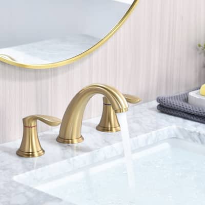 Proox 8 inch Widespread Two Handles Bathroom Sink Faucet with Pop Up Drain