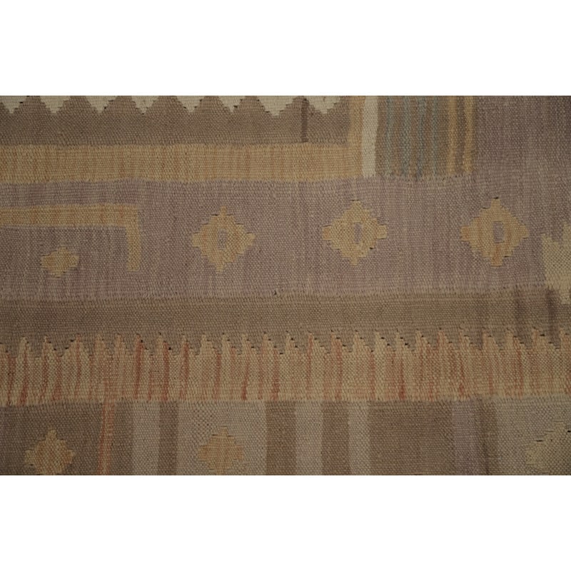 Hand Woven Oriental 100% Wool Carpet Southwestern Tribal Purples Kilim Area Rug - 7' 4'' X 5' 0''