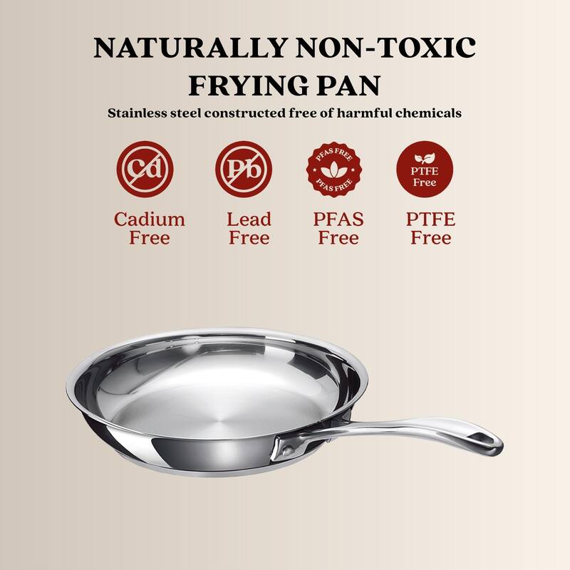 Alva Chef Stainless Steel Frying Pan, Non-Toxic Cookware