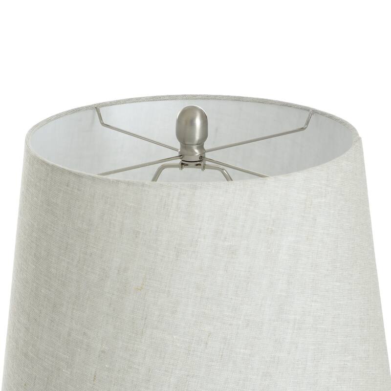 Ceramic Table Lamp - Glazed Finish - Light Grey Shade