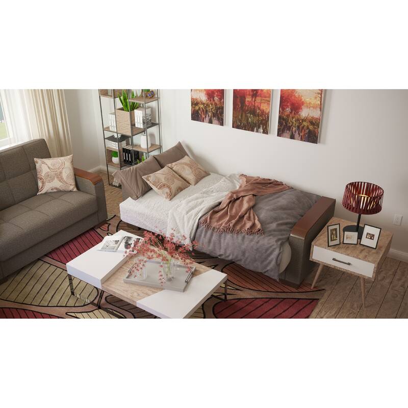 Collection Upholstered Convertible Loveseat With Storage
