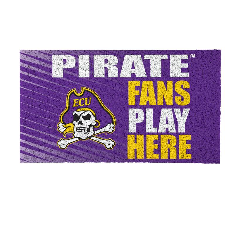 28 in. x 16 in. East Carolina University "Fans Play Here" PVC Door Mat