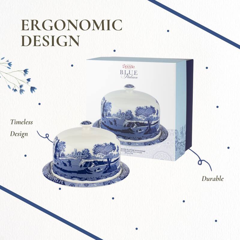 Spode Blue Italian 2 Piece Serving Platter with Dome