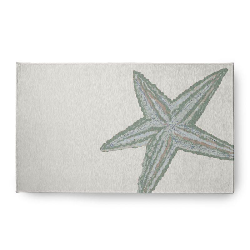 Large Starfish Nautical Chenille Rug - Sage - 18" x 30"