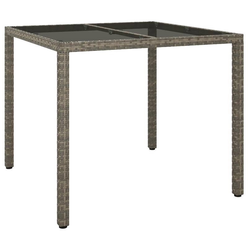 vidaXL Patio Table Tempered Glass and Poly Rattan Table 35.4"/59" Multi Colors