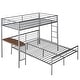 preview thumbnail 4 of 7, Twin Over Full Bunk Bed with Desk, Metal Bed with Ladder, Kid's Bed with Quality Slats for Bedroom, Metallic Silver