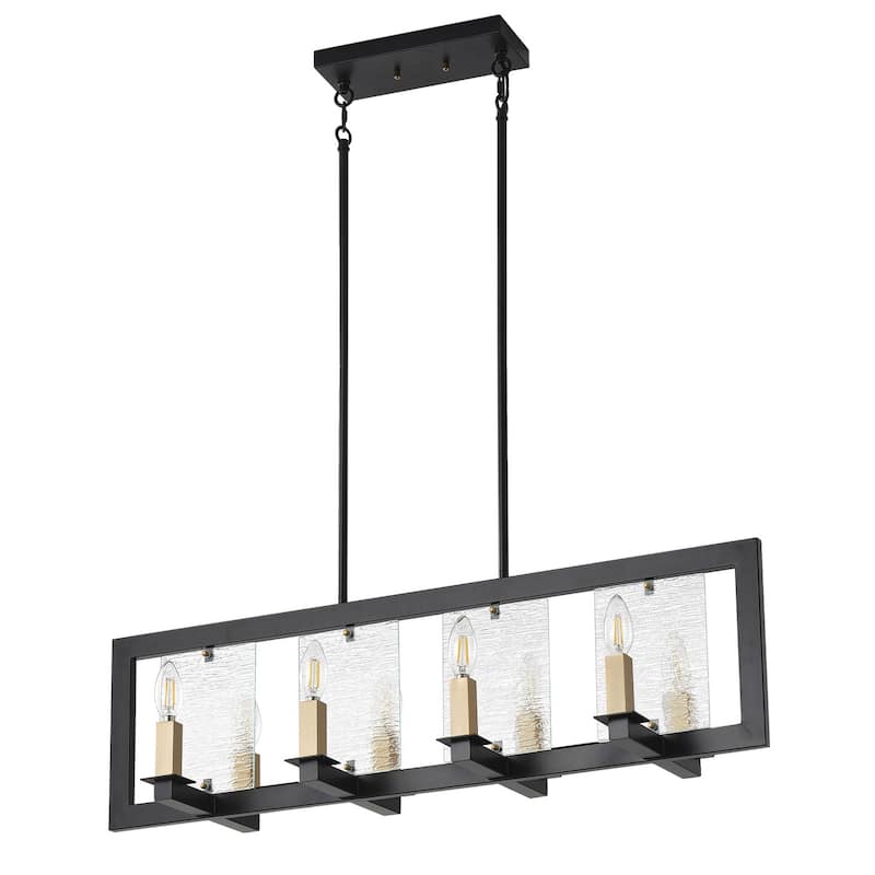 Farmhouse Black Chandelier Rectangle 8-Light Dining Room Lighting Fixture