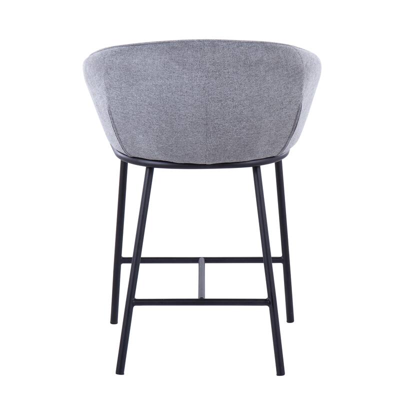 Porch & Den Kacie Counter Stool in Black Steel and Fabric - Set of 2