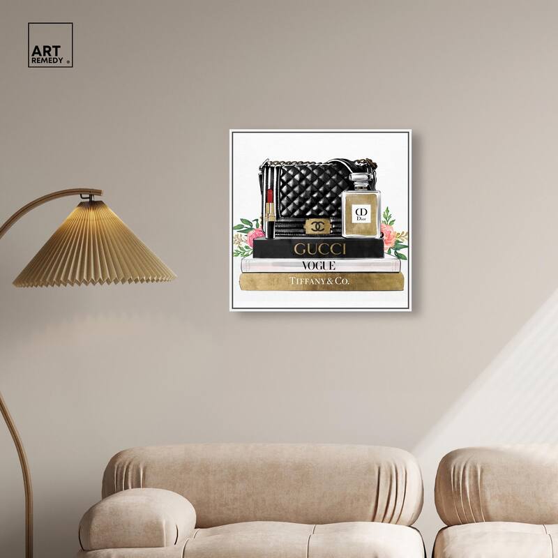 Luxury Paris Handbag and Books Canvas by Art Remedy
