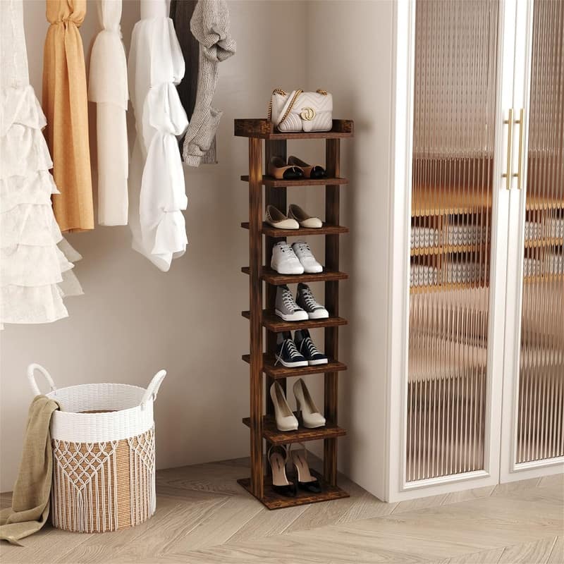 7Tier Wood Shoe Rack - 11.02"D x 11.02"W x 45.07"H