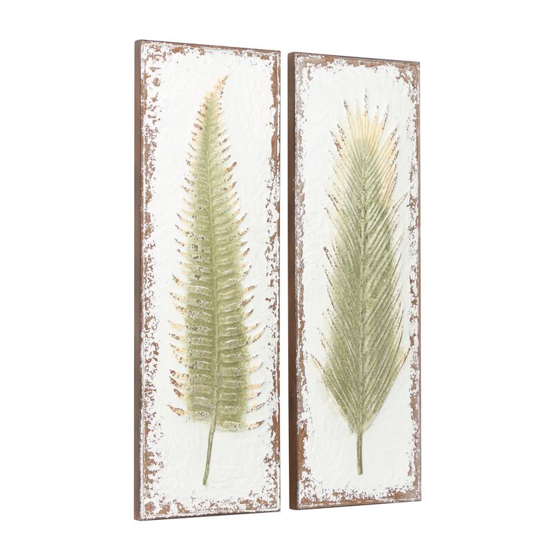 Metal Leaf Wall Decor - Set of 2 White - Roche River Decor