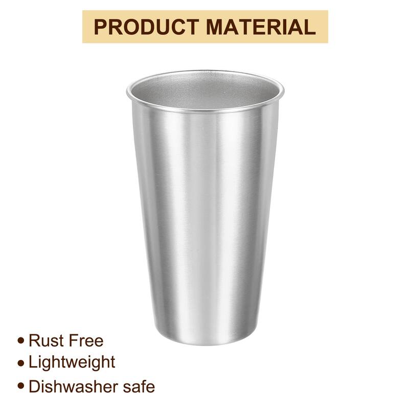 2 Pcs 304 Stainless Steel Cup, Water Glasses Cup Tumbler Silver