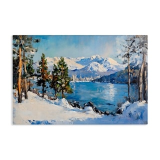 Stupell Winter Mountain Lake Canvas Wall Art Design By Petal Prints ...