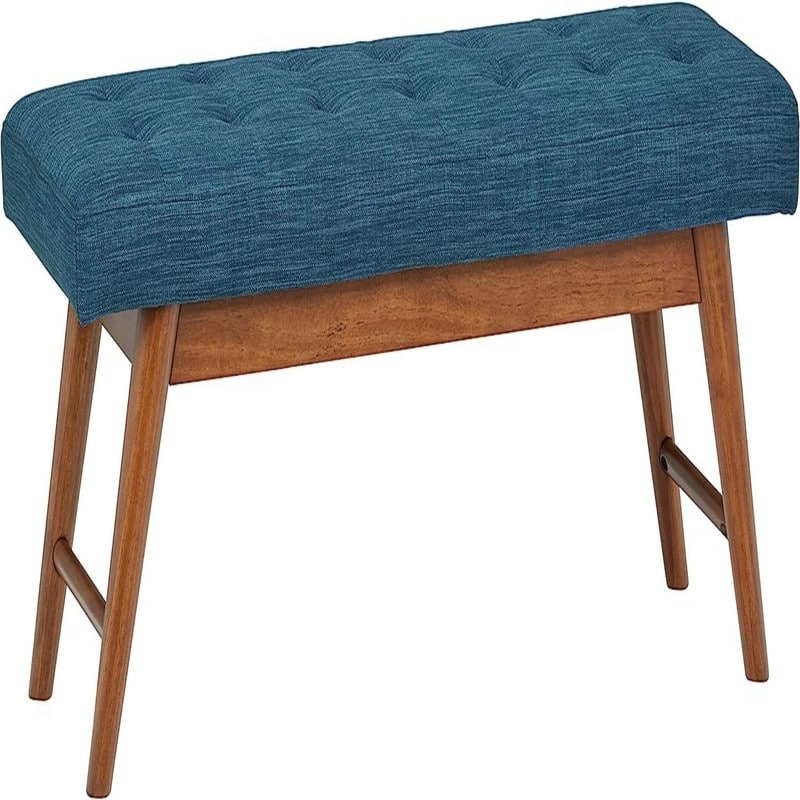 Upholstered Button-Tufted Bench Blue 44" W - Blue