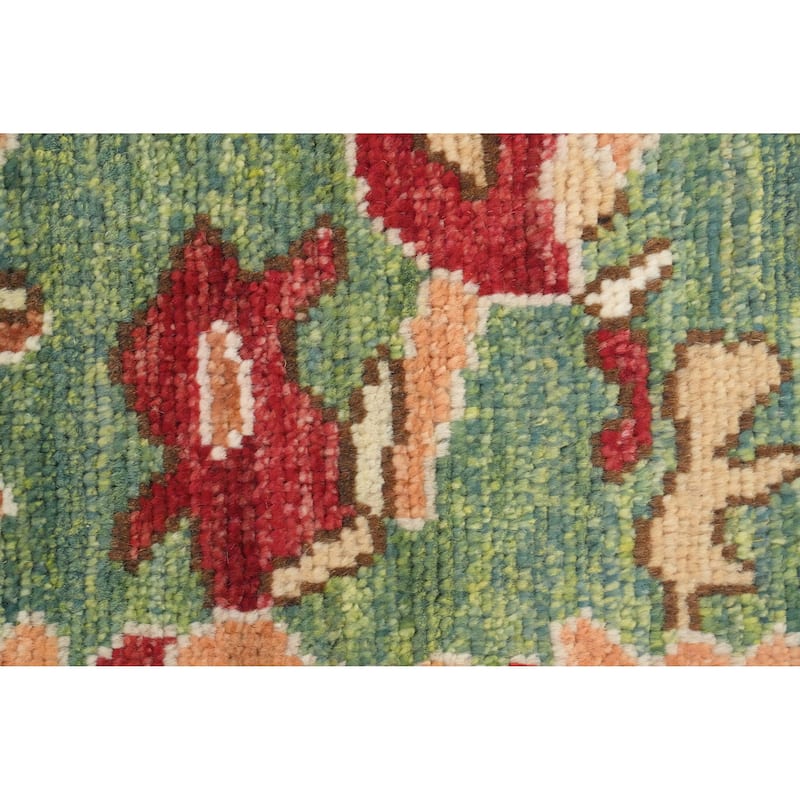Hand Knotted Oriental 100% Wool Carpet Transitional Floral Navy Blue & Blues Oushak Area Rug - 9' 8'' X 8' 2''